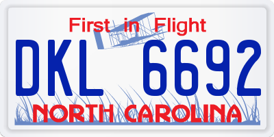 NC license plate DKL6692