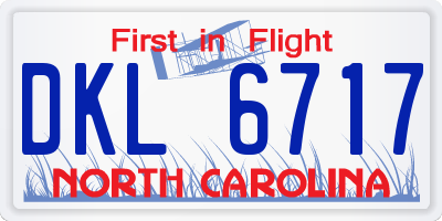 NC license plate DKL6717