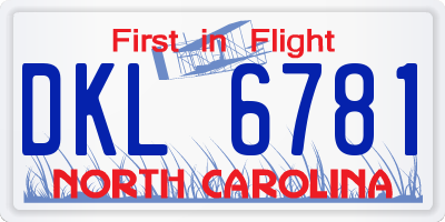 NC license plate DKL6781
