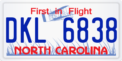 NC license plate DKL6838