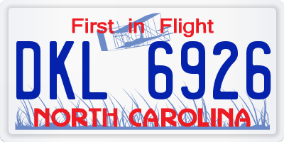 NC license plate DKL6926