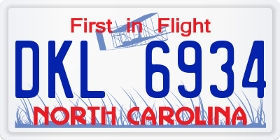 NC license plate DKL6934