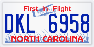 NC license plate DKL6958