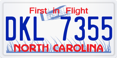 NC license plate DKL7355