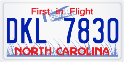 NC license plate DKL7830