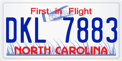 NC license plate DKL7883