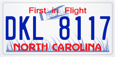 NC license plate DKL8117