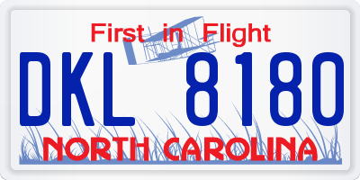 NC license plate DKL8180