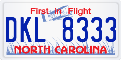 NC license plate DKL8333