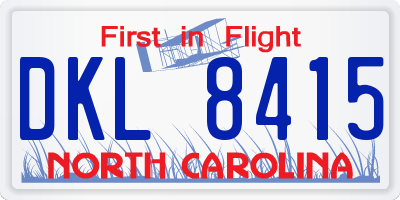 NC license plate DKL8415