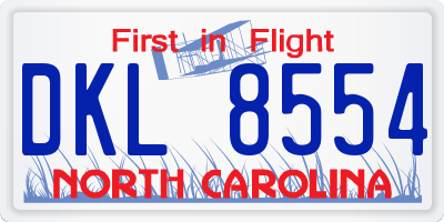 NC license plate DKL8554