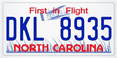 NC license plate DKL8935