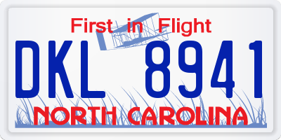 NC license plate DKL8941