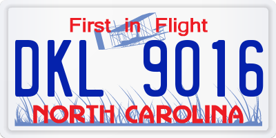 NC license plate DKL9016