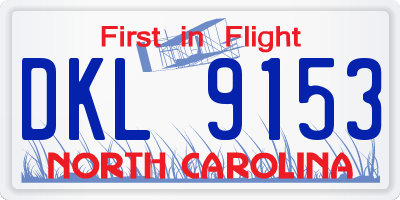 NC license plate DKL9153