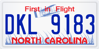 NC license plate DKL9183