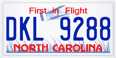NC license plate DKL9288
