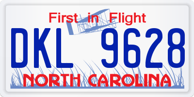 NC license plate DKL9628