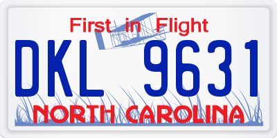 NC license plate DKL9631