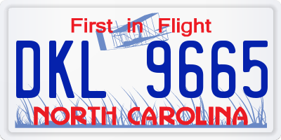 NC license plate DKL9665