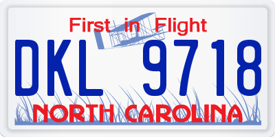 NC license plate DKL9718