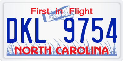 NC license plate DKL9754