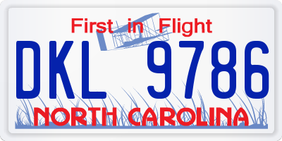 NC license plate DKL9786
