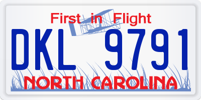NC license plate DKL9791