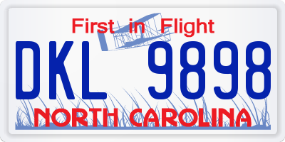 NC license plate DKL9898
