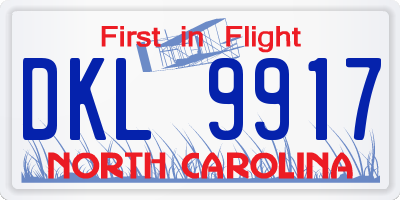 NC license plate DKL9917