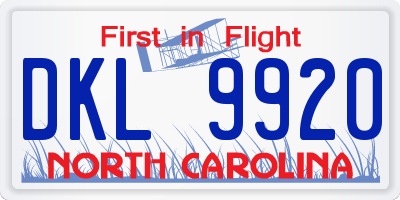 NC license plate DKL9920