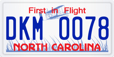 NC license plate DKM0078