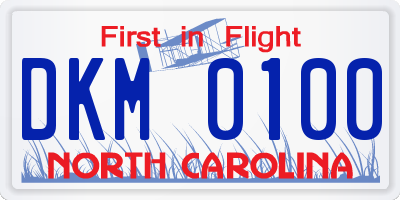 NC license plate DKM0100