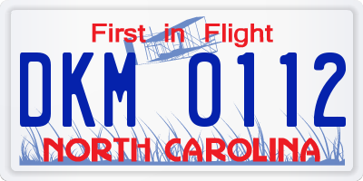 NC license plate DKM0112