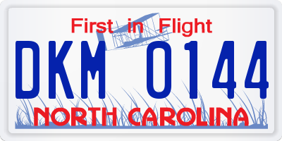 NC license plate DKM0144