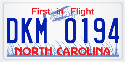 NC license plate DKM0194