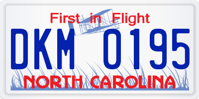 NC license plate DKM0195