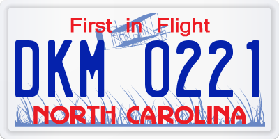 NC license plate DKM0221