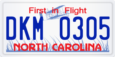 NC license plate DKM0305
