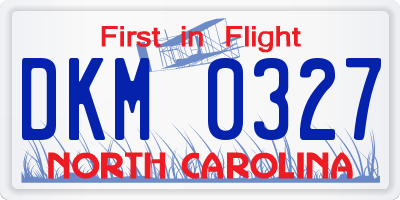 NC license plate DKM0327