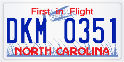 NC license plate DKM0351