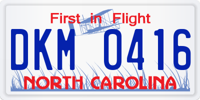 NC license plate DKM0416