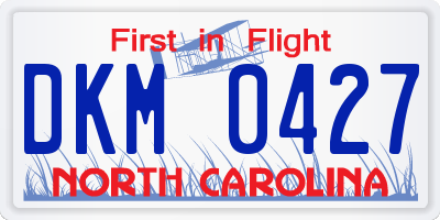 NC license plate DKM0427