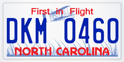 NC license plate DKM0460