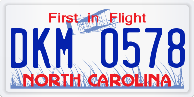 NC license plate DKM0578