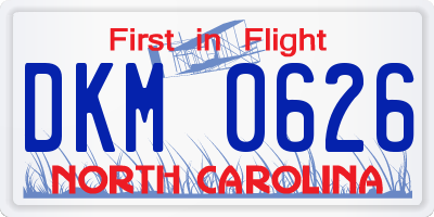 NC license plate DKM0626