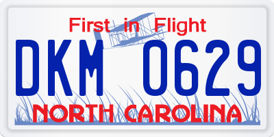 NC license plate DKM0629