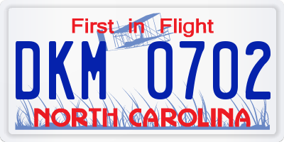 NC license plate DKM0702