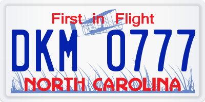 NC license plate DKM0777