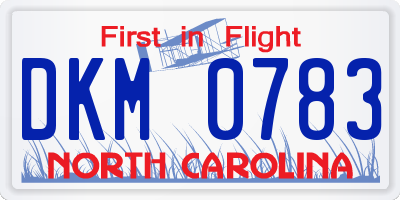 NC license plate DKM0783